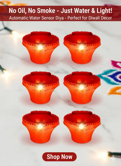 LED Light Water Sensor Diyas Plastic with, Ambient Lights, (Pack of 6/12/18/24)